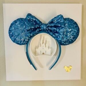2024 Disney Parks Loungefly Minnie Mouse Ears Hydrangea Blue Sequins